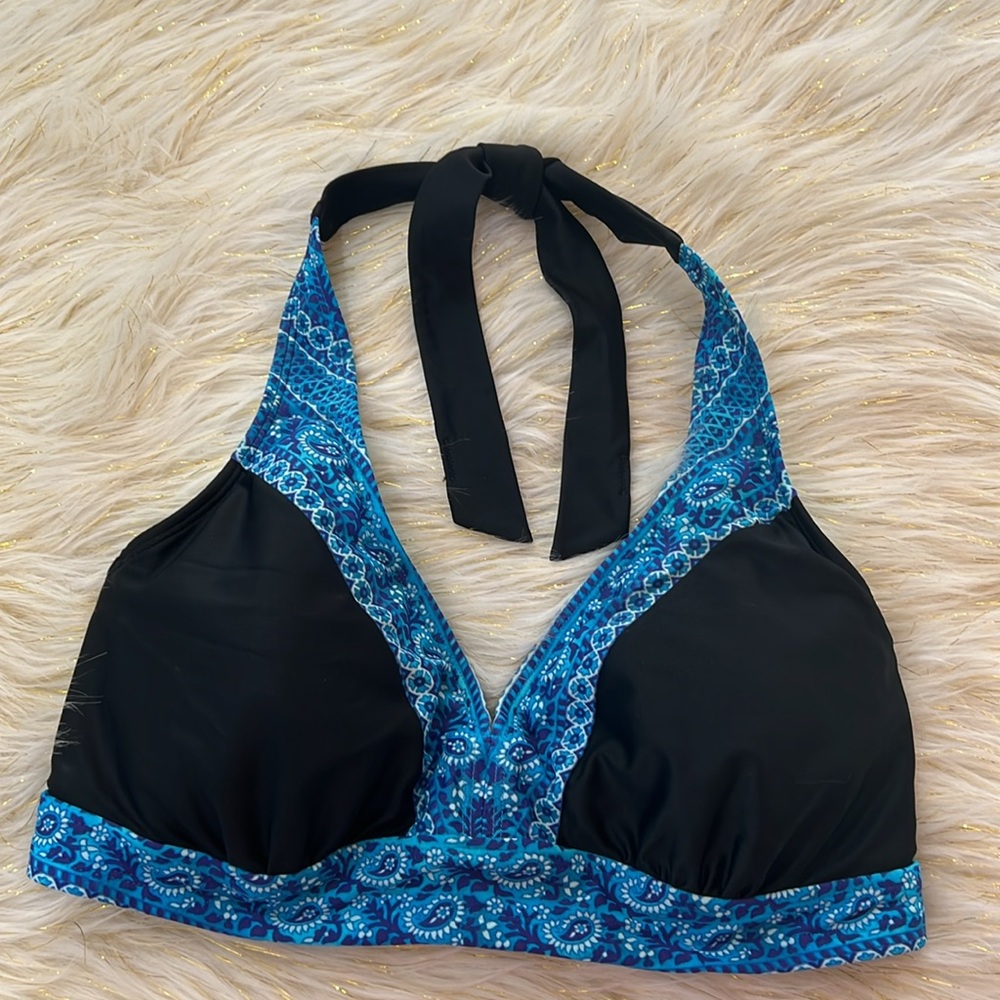 Athleta Ventana Bra Cup Paisley Halter Bikini Top 36 D/DD Excellent Condition
